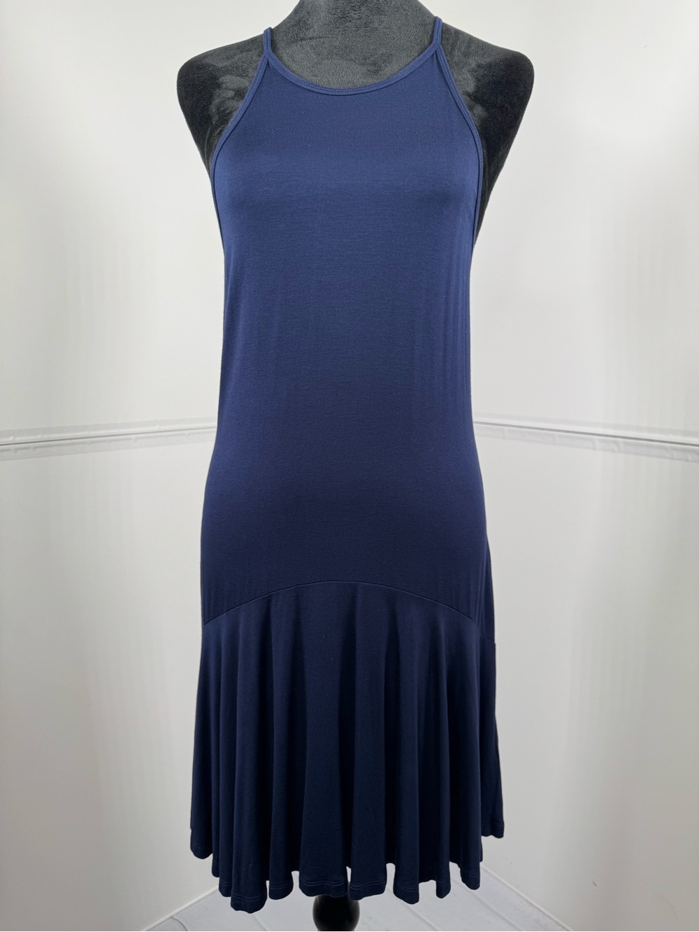 Trina Turk Navy Sleeveless Drop Waist Dress Size Small